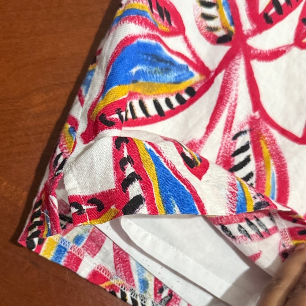 J Crew linen Colorful Leaf Print One-Shoulder Dress elastic shoulder - Picture 8 of 9